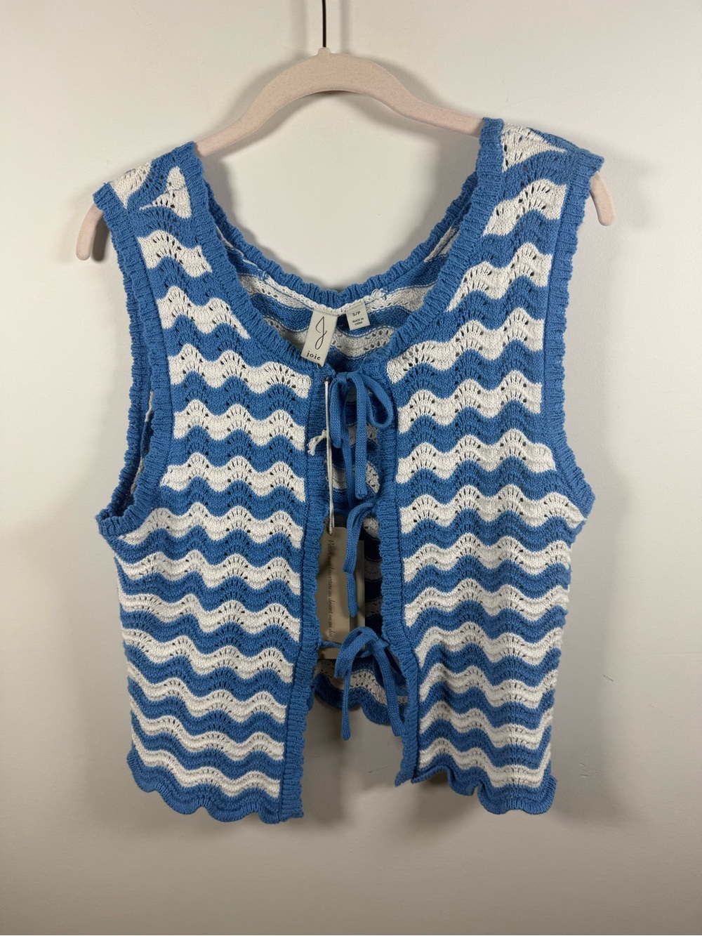 JOIE | BNWT Chevron Crochet Tie Front Knit Vest Size S